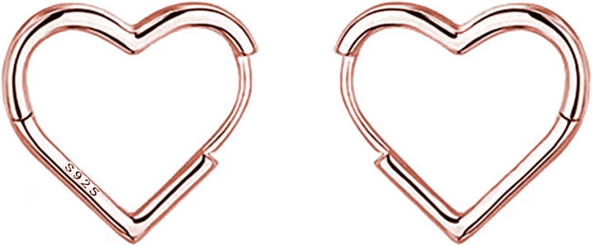 Detalle de Reffeer Solid 925 Sterling Silver Heart Hoop Earrings