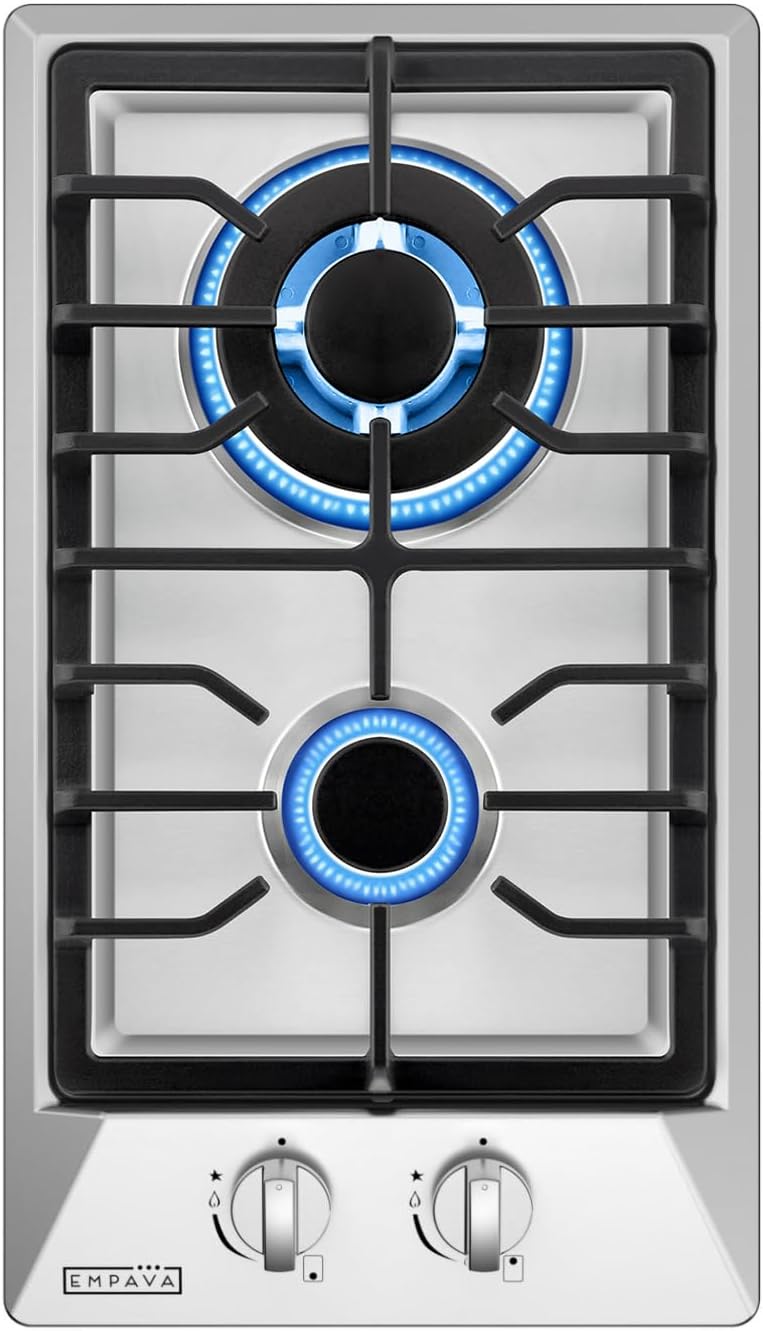 Detalle de Empava 12-Inch Gas Cooktop with 2 SABAF Burners, NG/LPG Conversion
