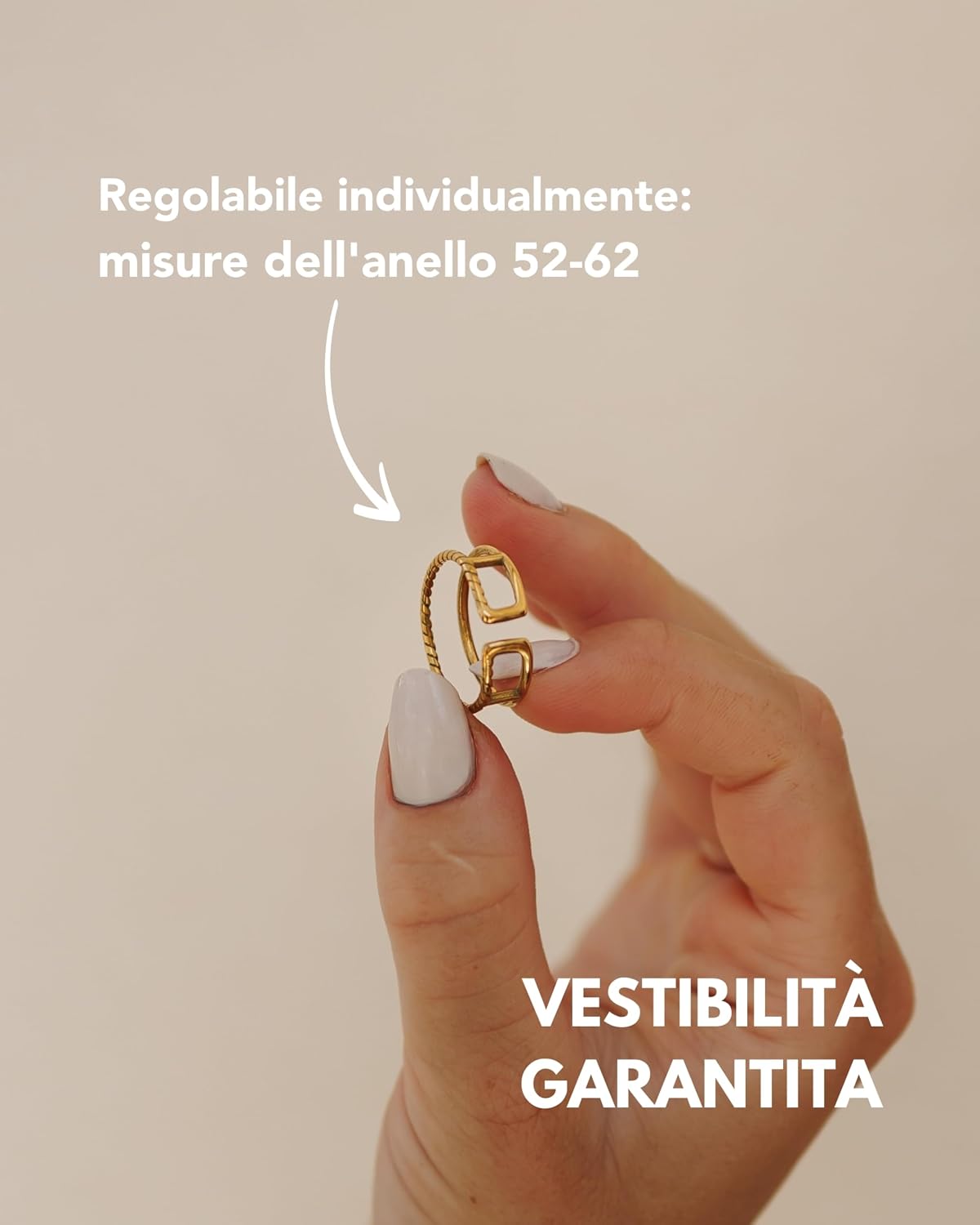 Detalle de GD GOOD.designs EST. 2015 Anello da donna regolabile doppio in acciaio inossidabile impermeabile (aperto)