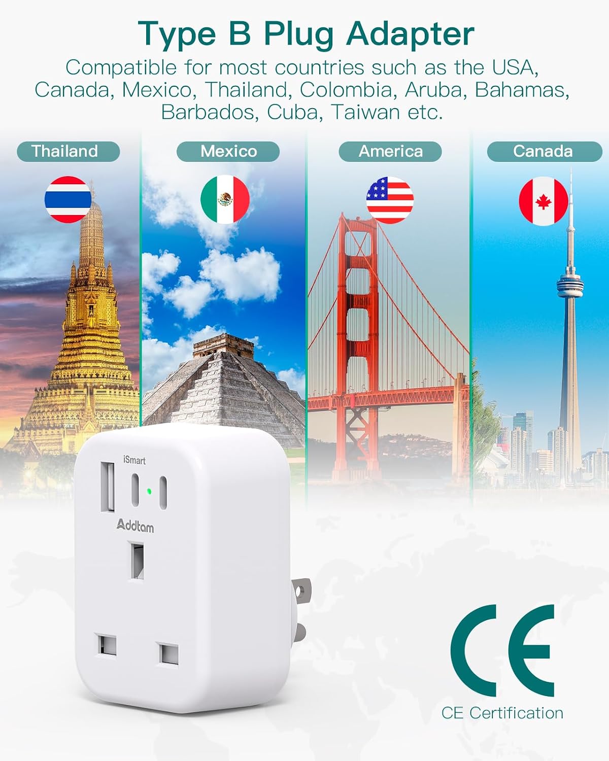 Detalle 2 de UK to US Plug Adaptor 3250W 🇺🇸