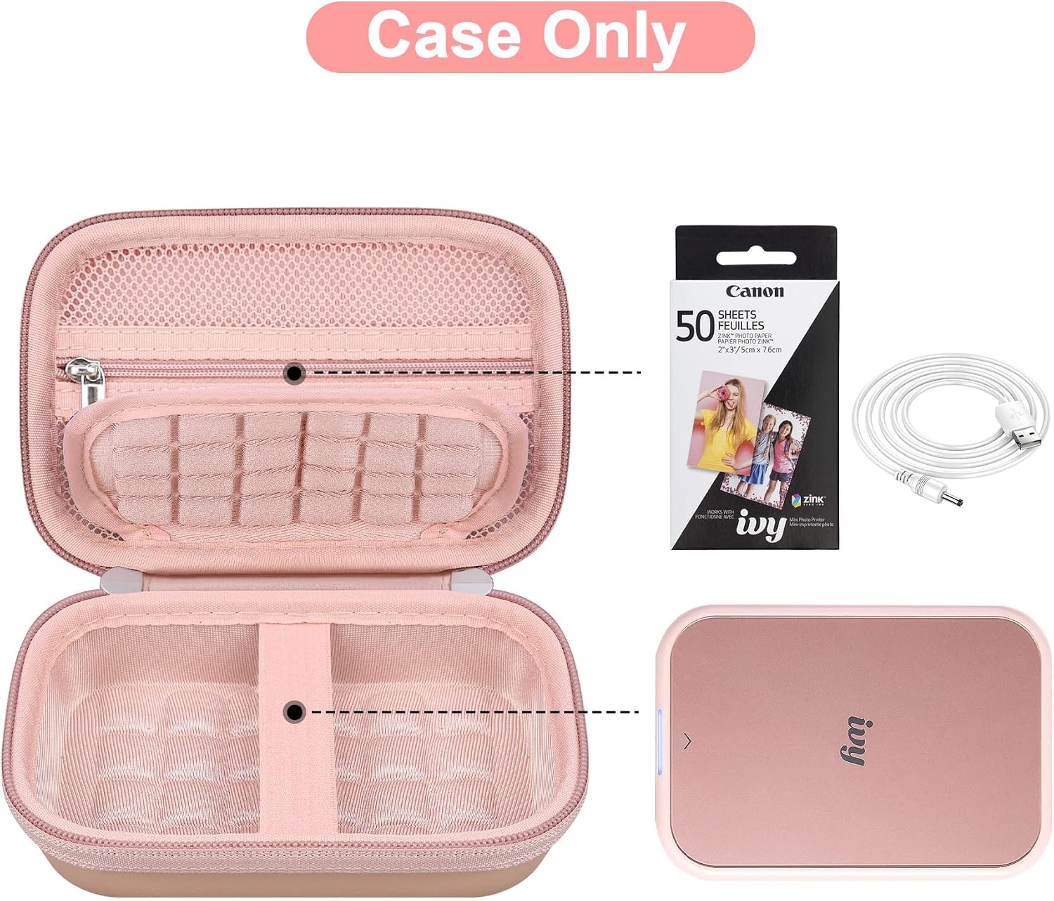 Detalle de Canboc Carrying Case for Canon Zoemini 2 compact photo printer (Rose Gold)