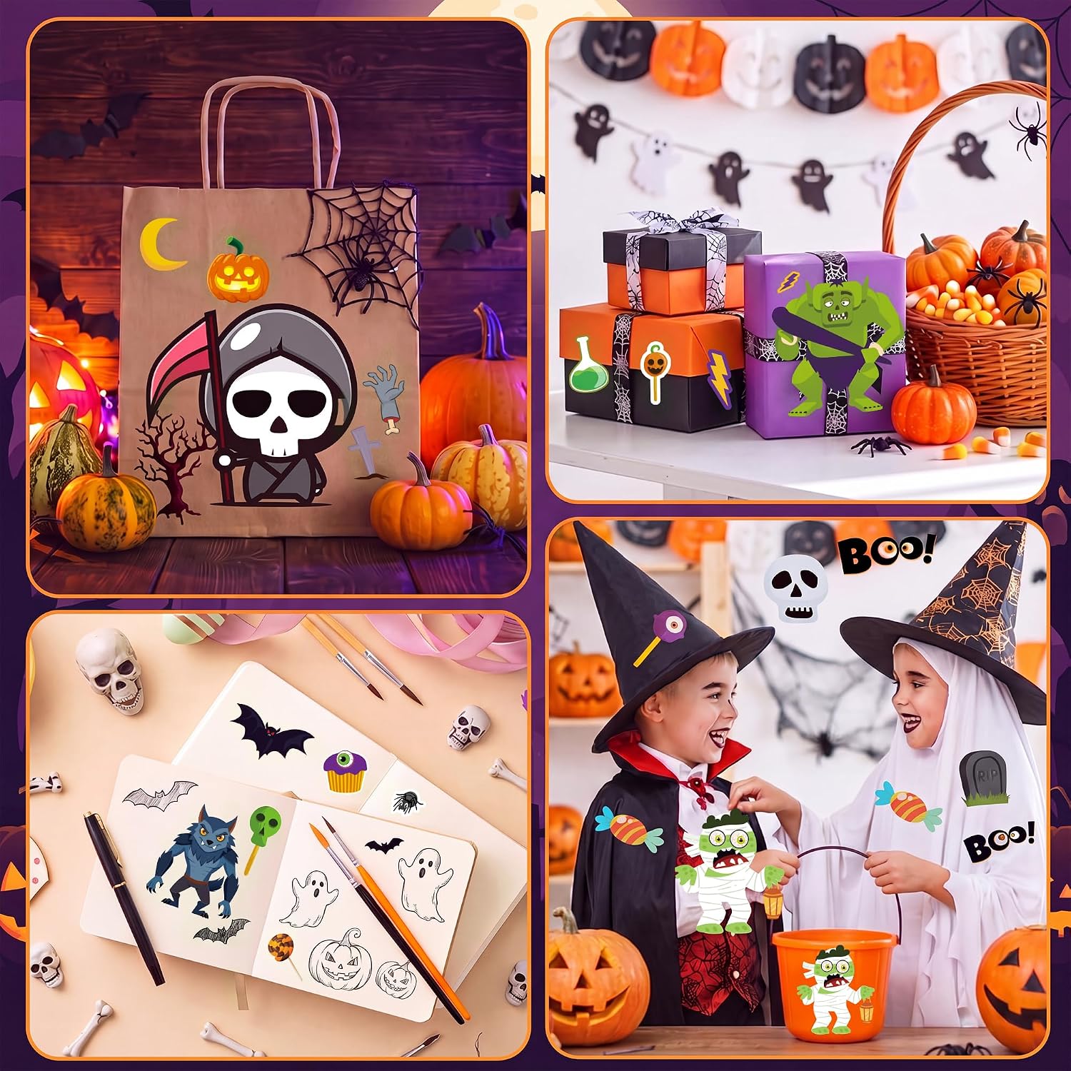 Thumbnail 5 de Riccioofy Halloween Stickers for Kids, 24 DIY Sheets for Crafts and Parties