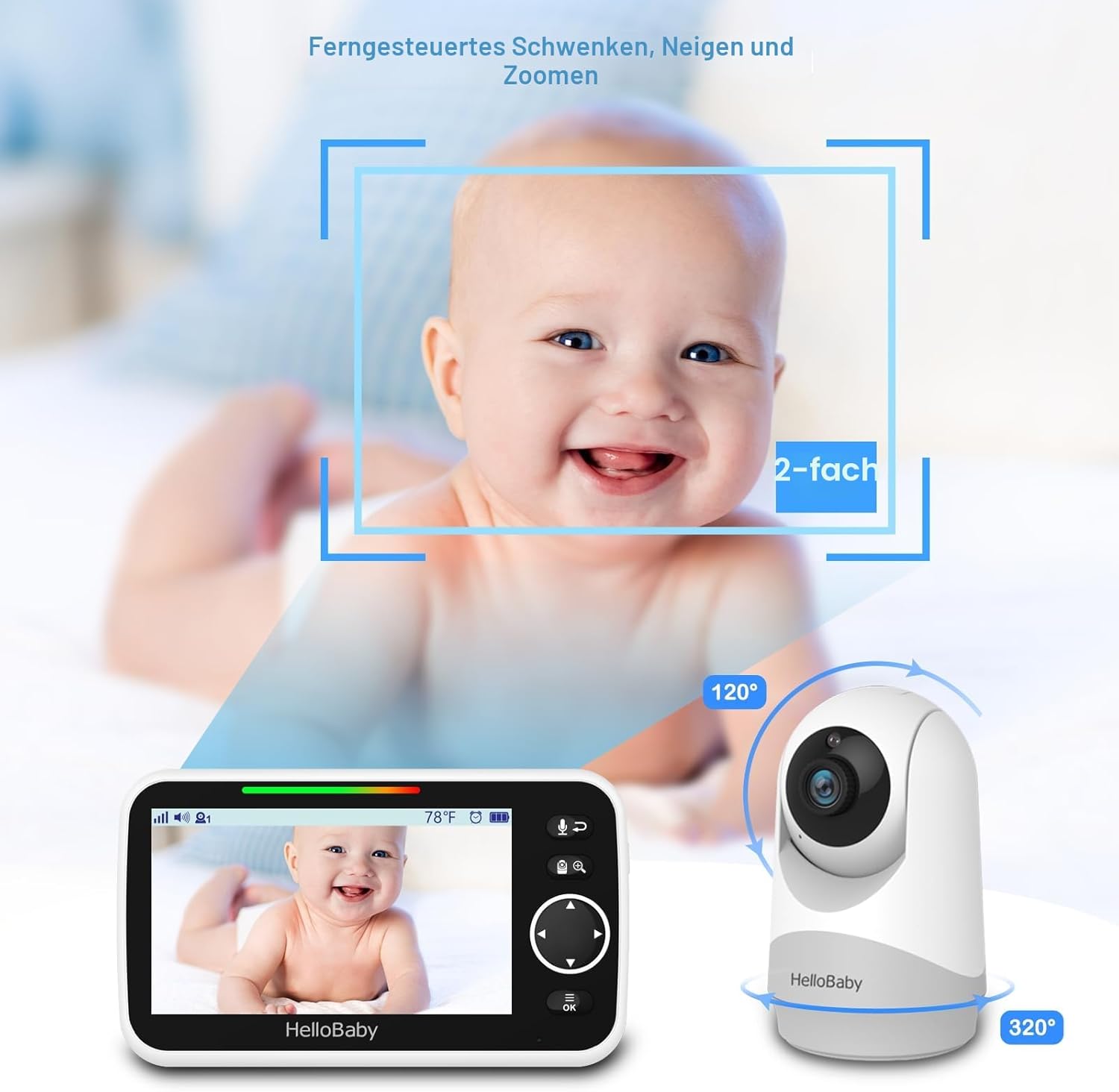 Thumbnail 4 de HelloBaby 5-Zoll Baby-Monitor mit Kamera