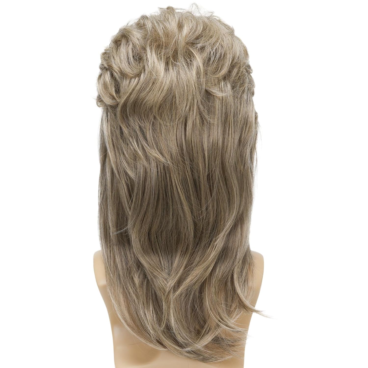 Detalle de Sabosi Blonde 80s Mullet Wig for Men, Long Synthetic Hair, Adjustable Cap