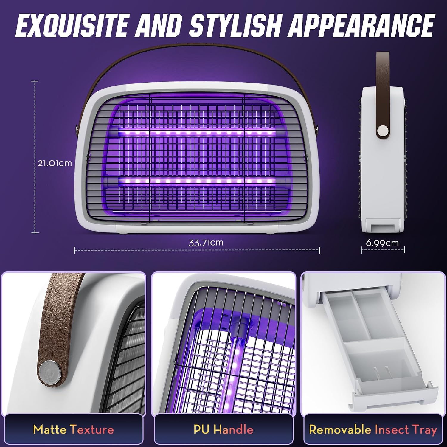 Detalle de PKBD Stylish LED Fly Zapper with Leather Handle (Graphite)