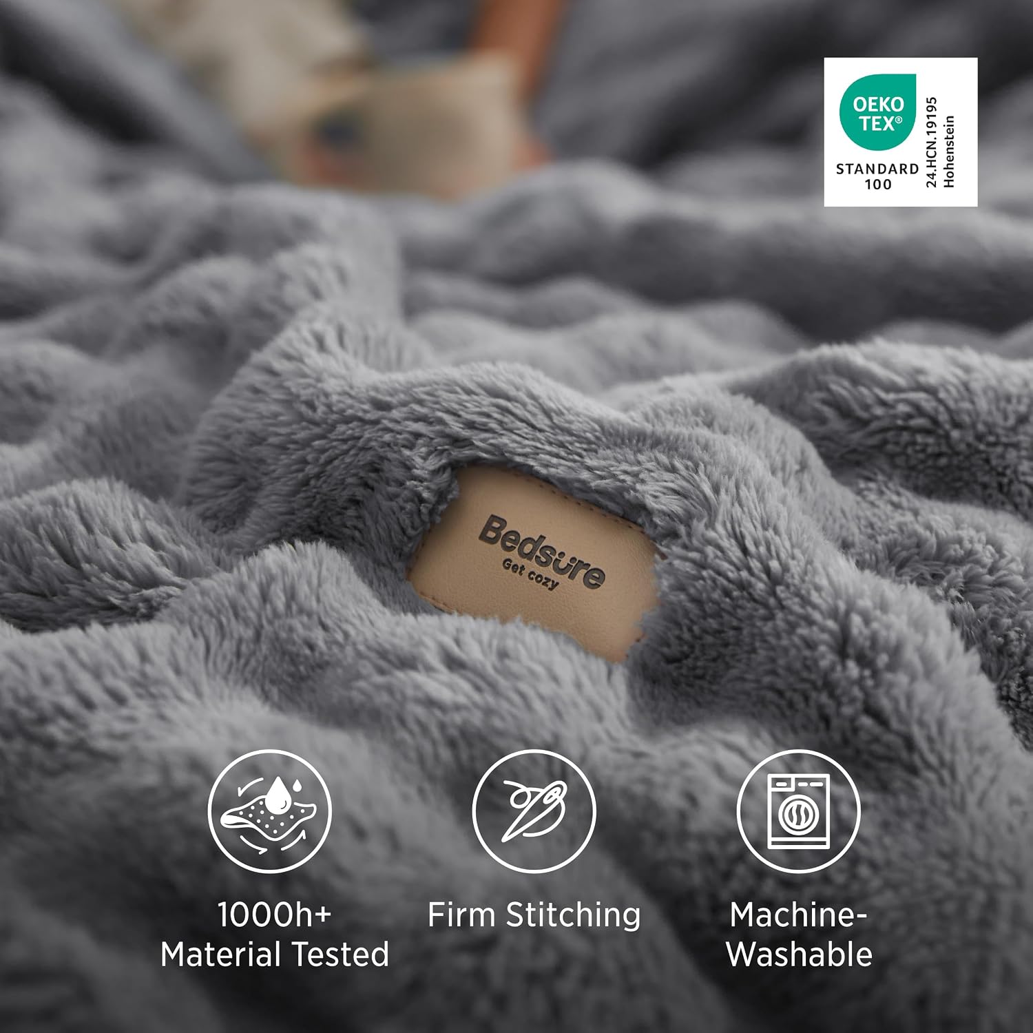 Detalle 1 de Bedsure CloudBubble King Throw Blanket, Grey, 108 x 90 in
