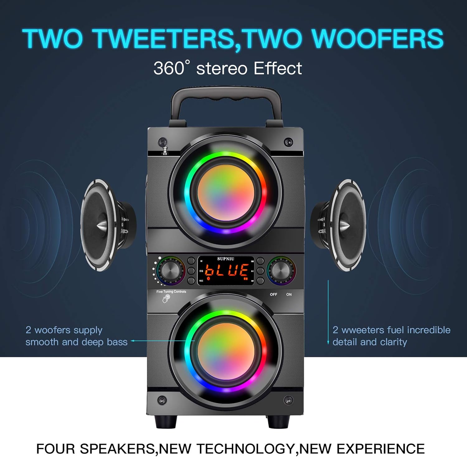Thumbnail 3 de 60W Portable Bluetooth speaker with Bass