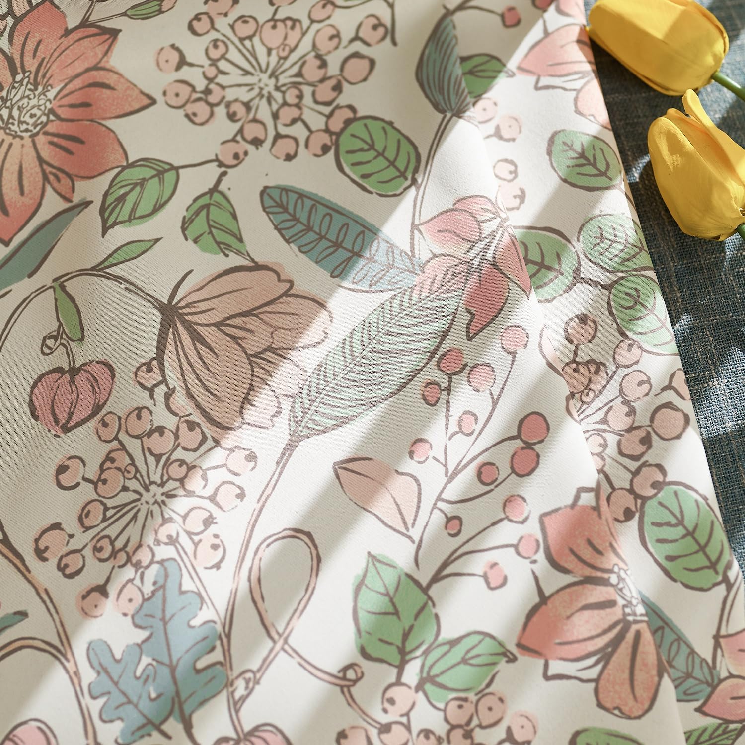 Thumbnail 6 de jinchan 95% blackout pink floral nursery curtains, 84" grommet panels