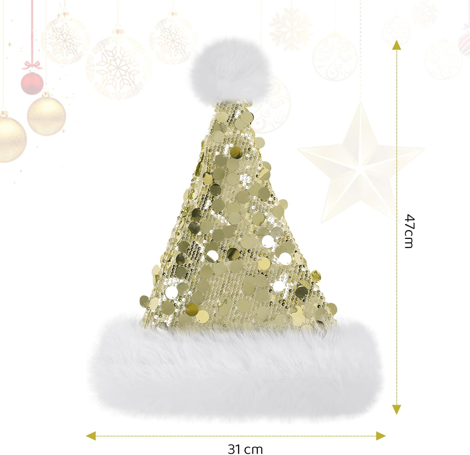 Detalle de Chapeau de Père Noël adulte KONVINIT double épaisseur à paillettes