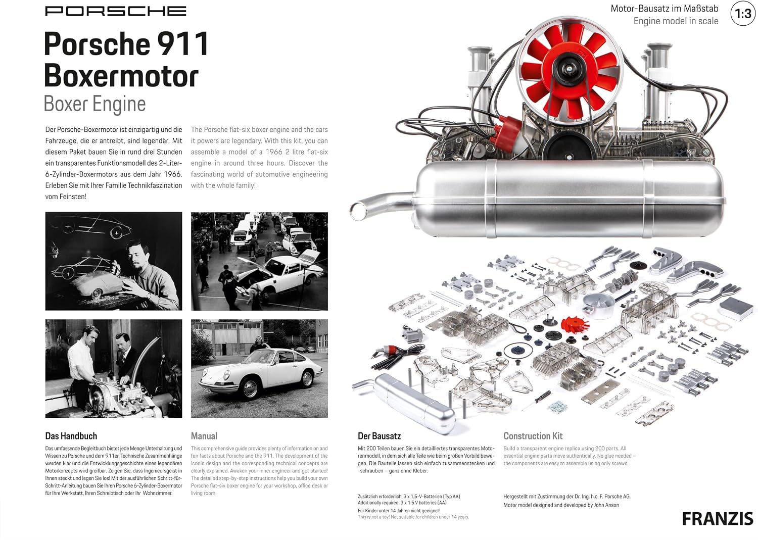 Detalle 2 de Franzis 67224 Porsche 911 – 290-elementowy, przezroczysty model silnika bokser