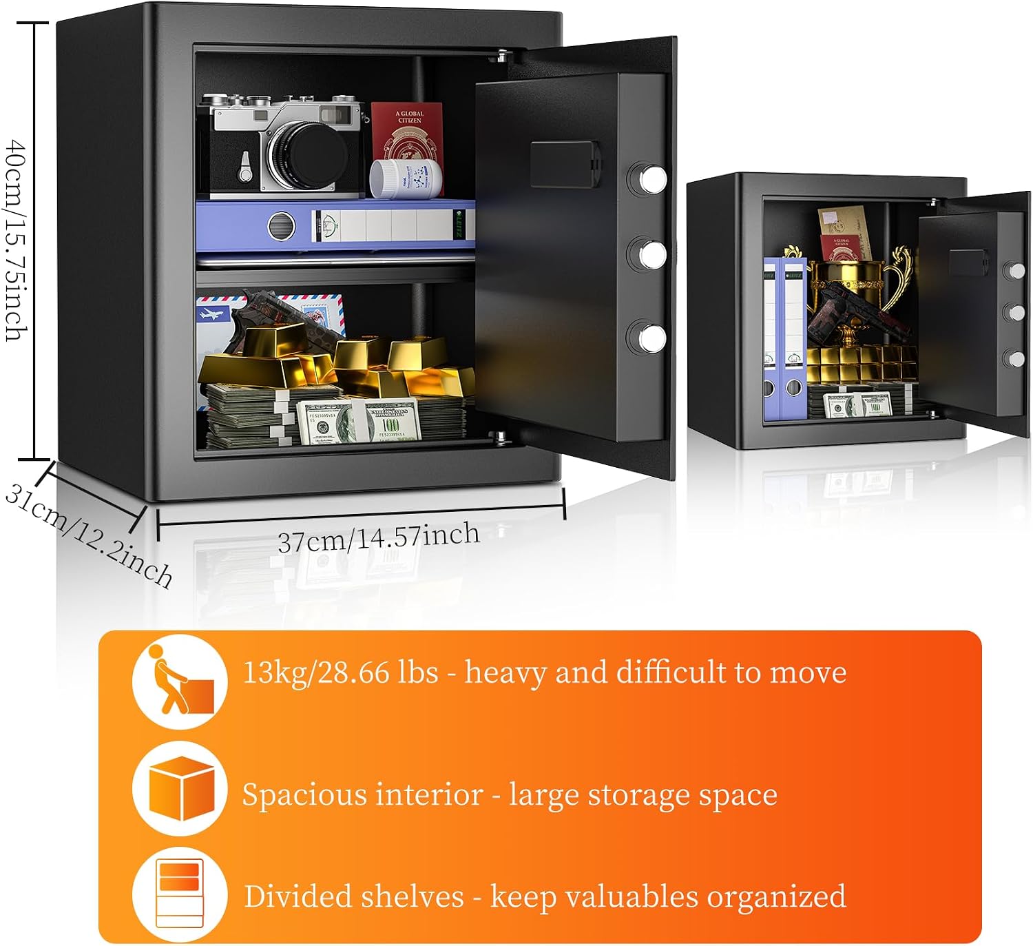 Detalle de WASJOYE Safe Boxes for Home, Digital Electronic Security Keypad Large Safes, Cabinet Safe with Key Lock for Home Hotel Business Office Money Gun Jewelry Passport, 42L
WASJOYE Safe Boxes for Home, Digital Electronic S…