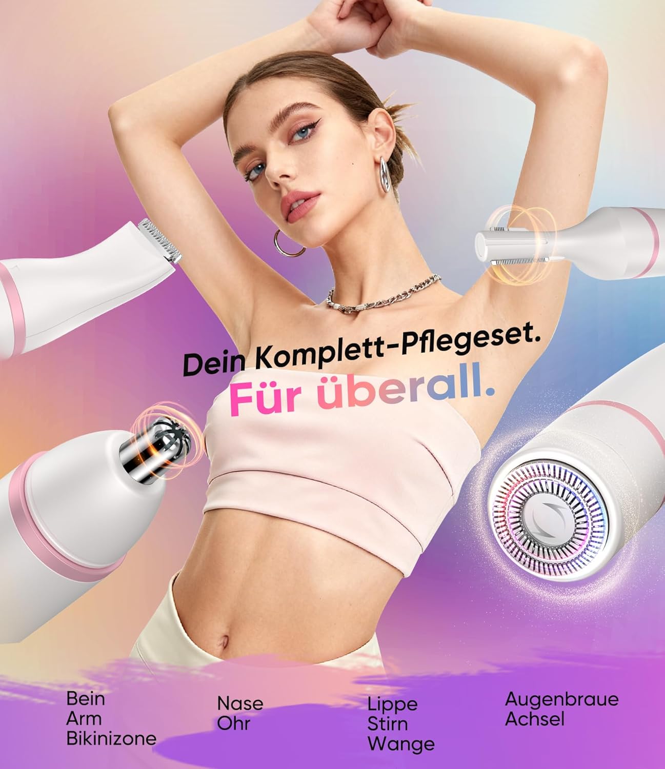 Detalle 2 de Gesichtshaarentferner 4‑in‑1 mit USB Anzeige