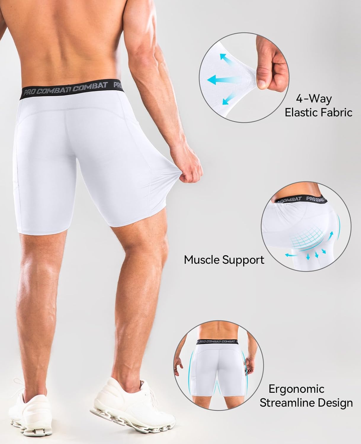 Detalle de Niksa Compression Shorts Men – 1 Pack or 3 Packs for Gym, Running and All Day Comfort