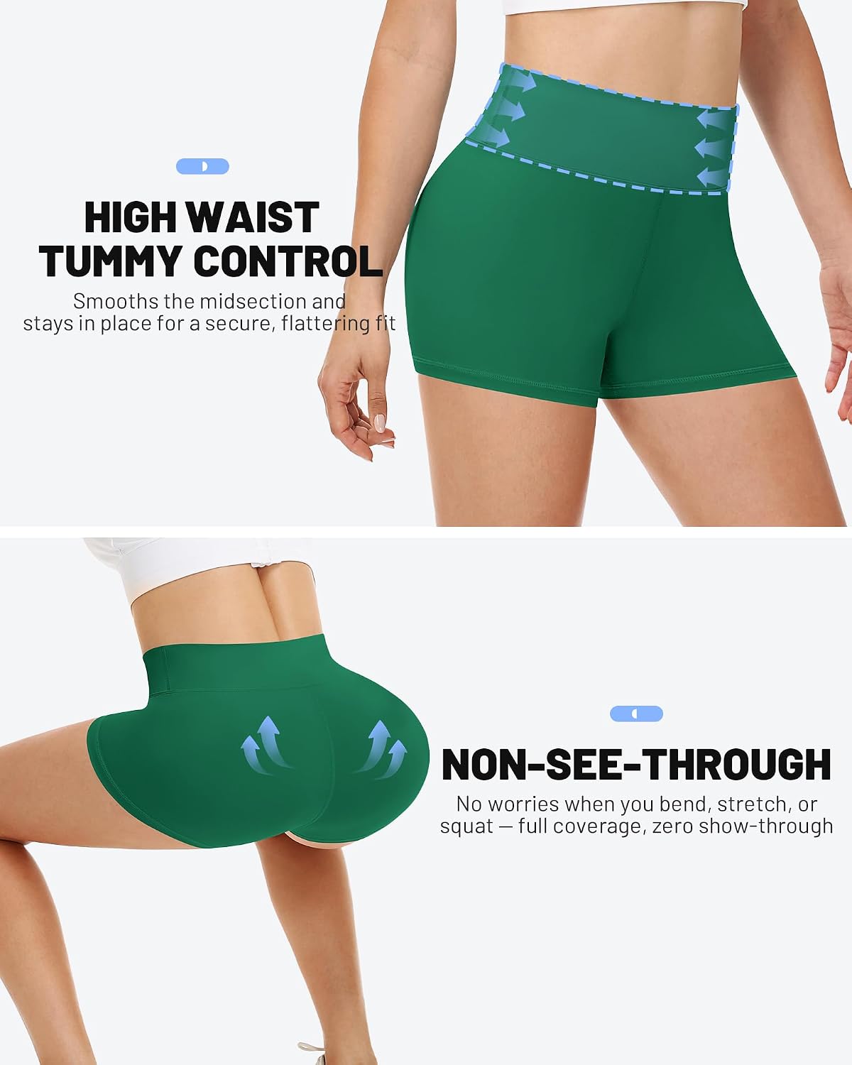 Detalle de RUNHIT 3"/5"/8" Women's High-Waisted Biker Shorts, 4-Way Stretch