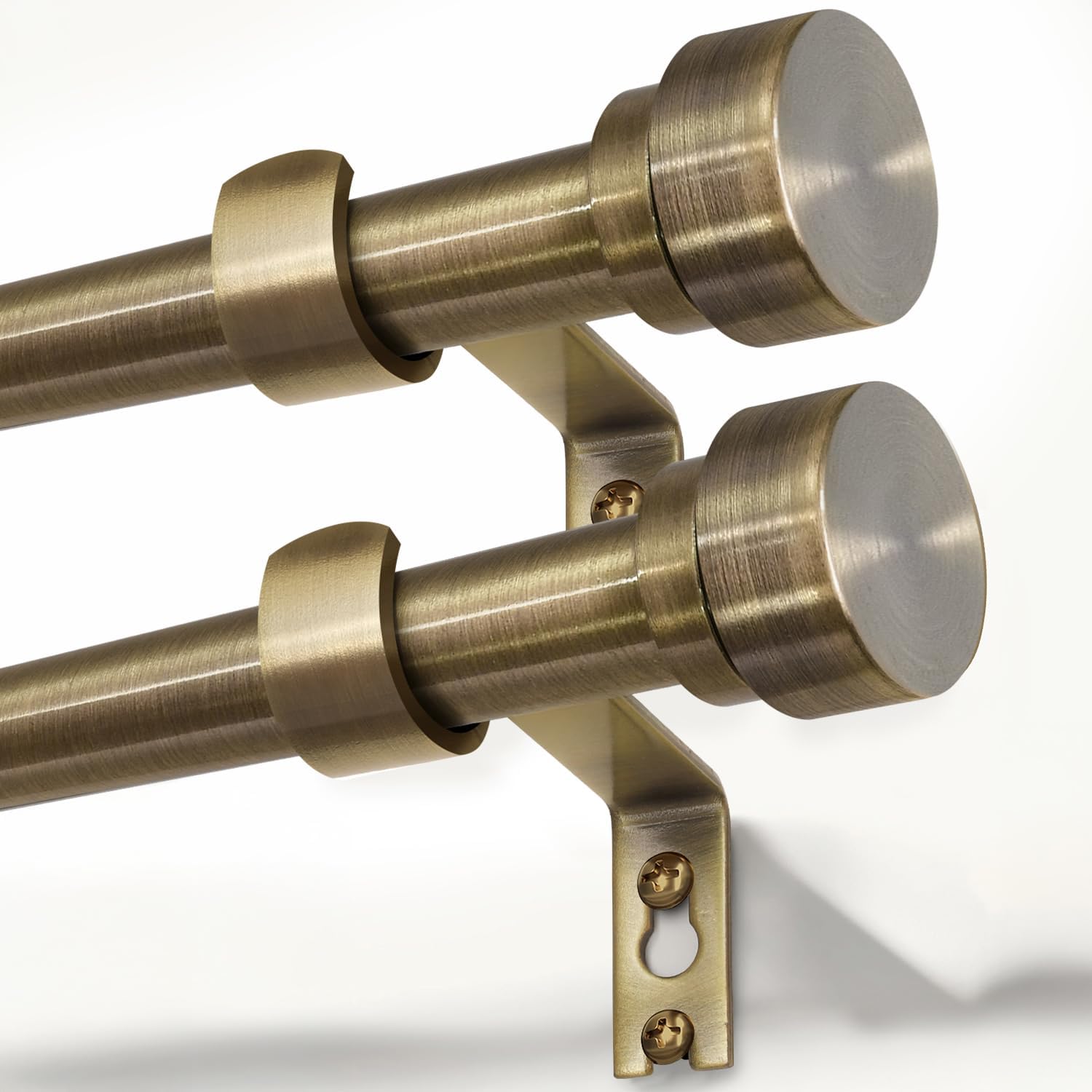 Lootkell 2 Pack Bronze Curtain Rods: Heavy-Duty, Adjustable 32–88 Inches with Solid Metal Finials