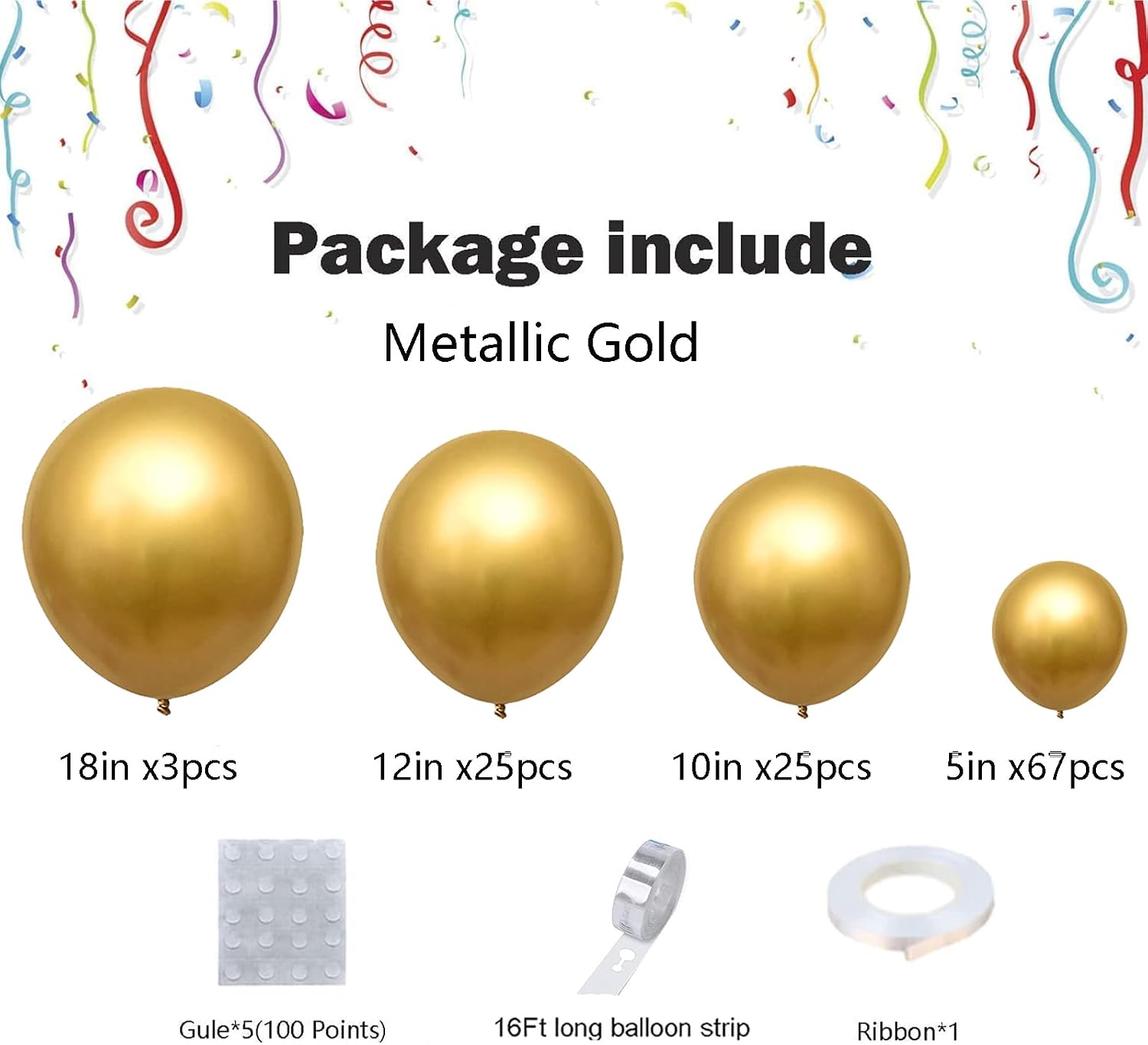 Detalle de Chrome Gold Balloons 120Pcs Metallic Gold Balloon Garland Arch Kit