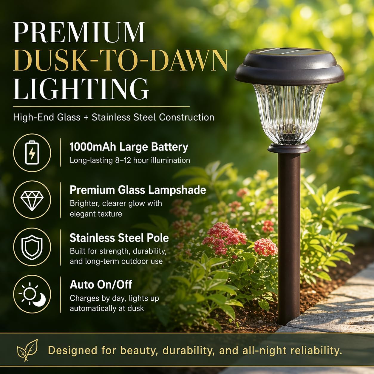 Detalle de DERAYSION Solar Pathway Lights, 8-Pack