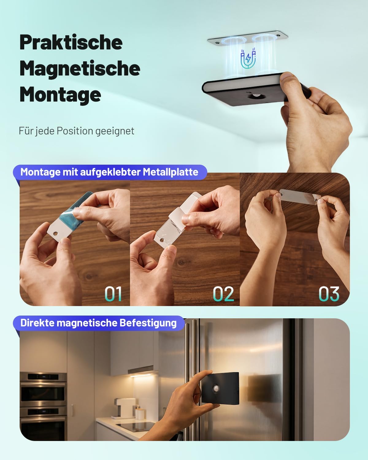 Thumbnail 5 de LED Nachtlicht mit Bewegungsmelder & Dämmerungssensor (3 Modi) – Akku, dimmbar, 4er-Set für Flur, Treppe & Schlafzimmer
