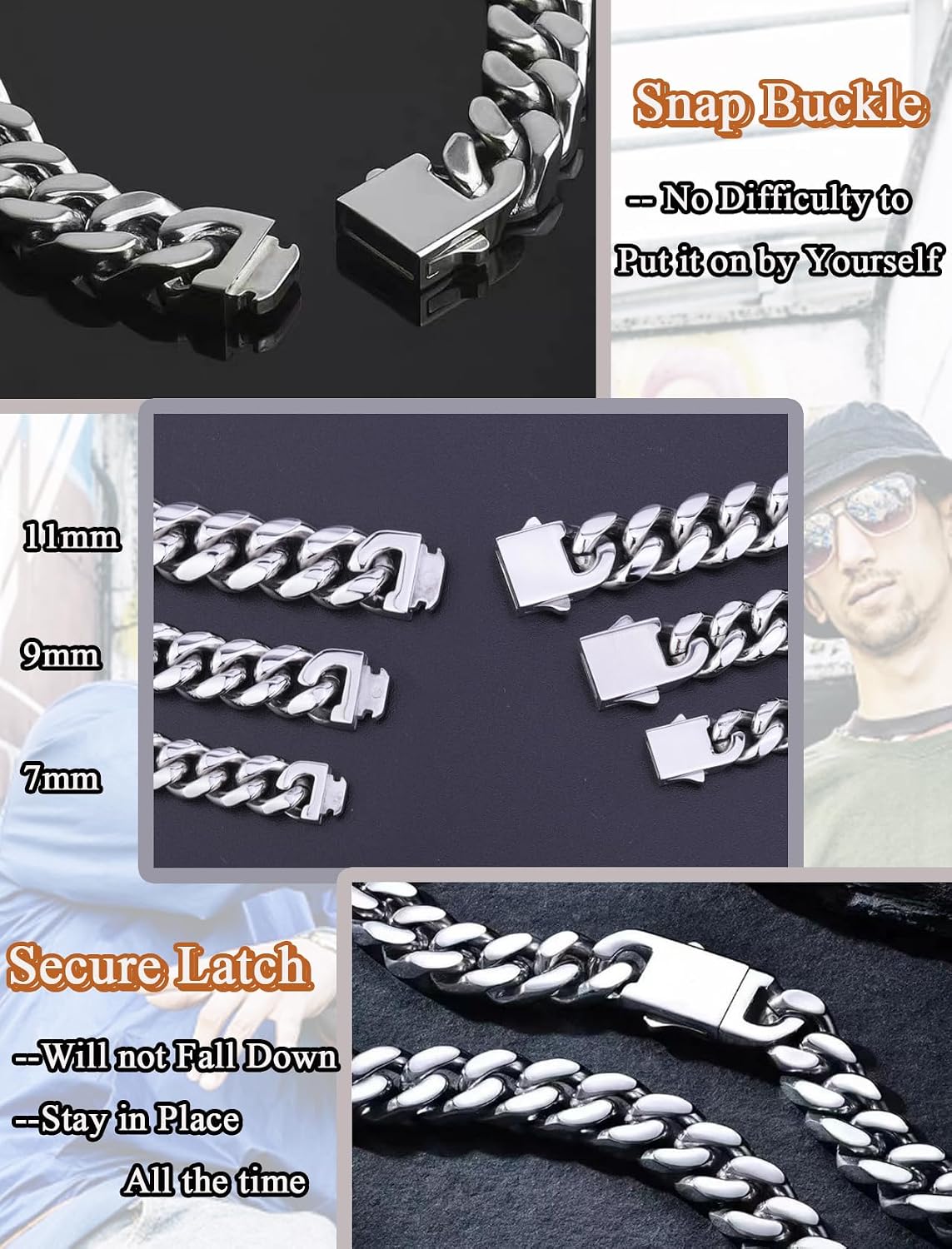 Thumbnail 6 de Inscca Kette Herren Edelstahl Massiv – Kubanische Panzerkette 13 mm, 70 cm, 316L Chirurgenstahl