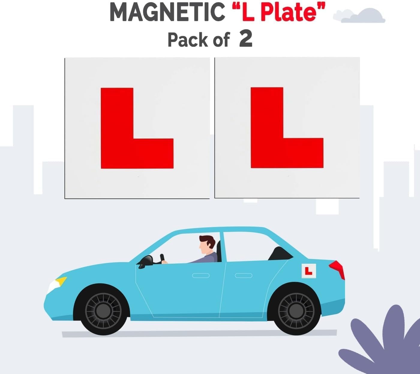 Thumbnail 1 de Stick Well Extra Strong 2 Pack L Plates Magnetic For Car