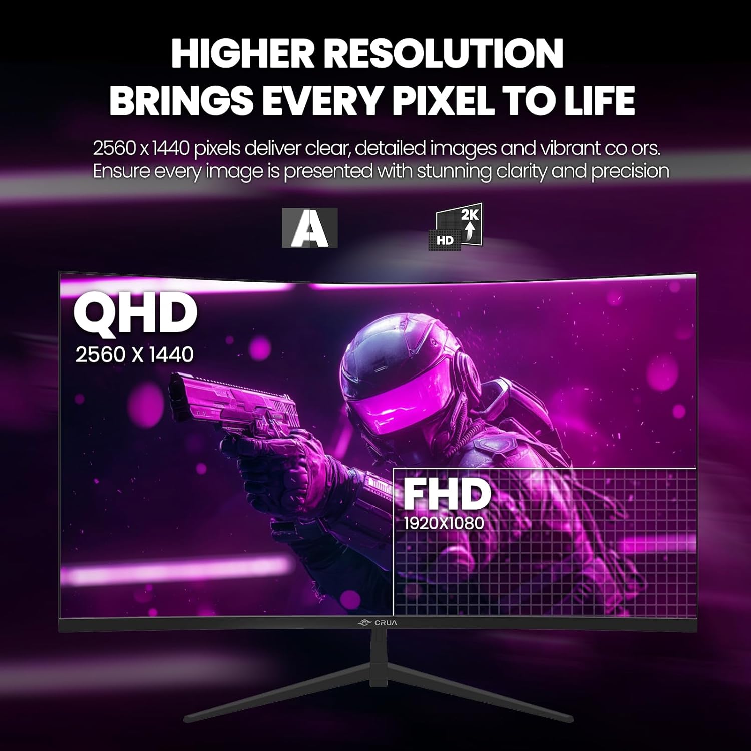 Thumbnail 3 de CRUA 32" Curved Gaming Monitor 144Hz