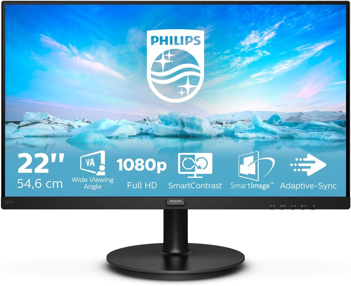 Detalle de Philips 221V8 Gaming Monitor Adaptive Sync 75 Hz VA 22" Full HD, HDMI/VGA, VESA