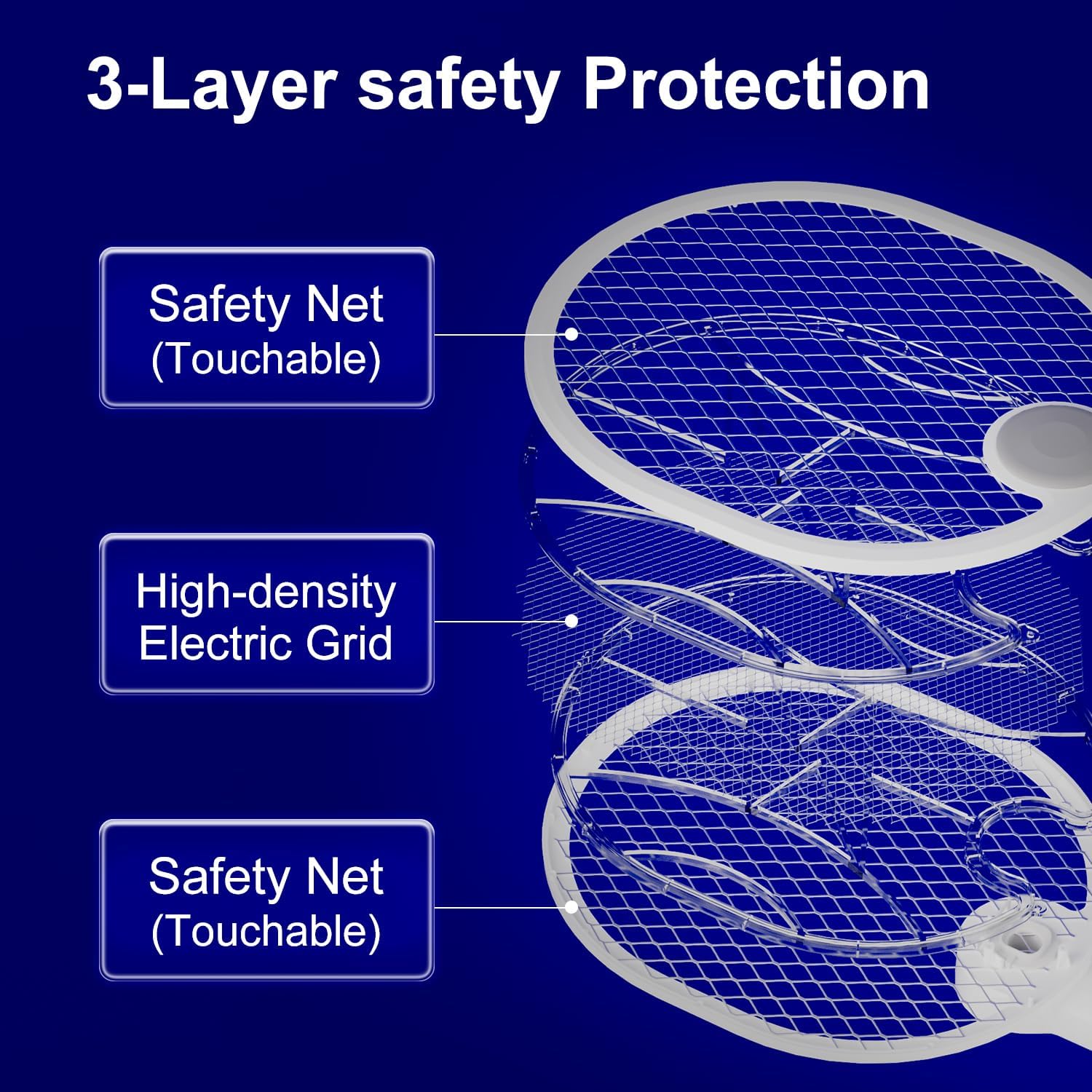 Thumbnail 5 de FYCFYC Electric Fly Swatter Foldable Fly Zapper Racket (4000V, 1500mAh, USB-C)