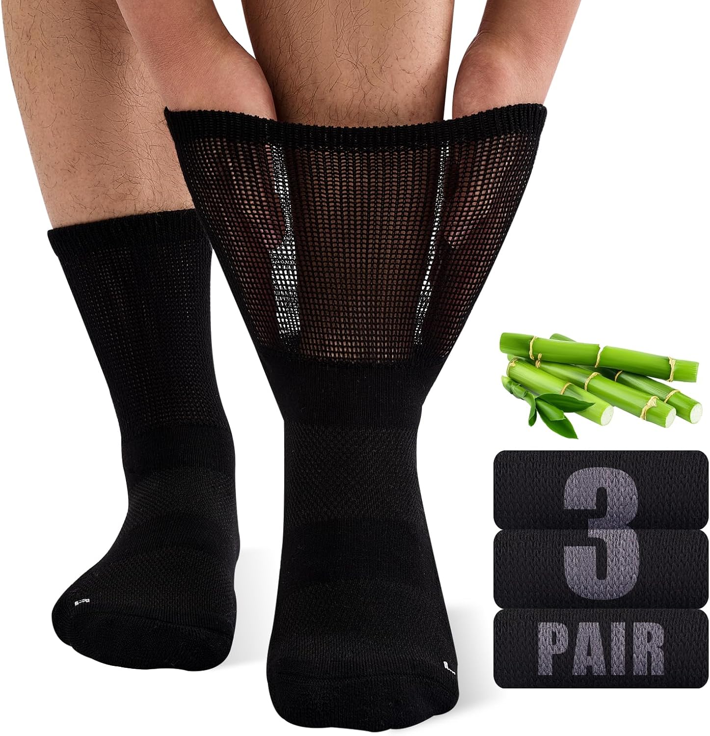 Detalle de Bamboo diabetic socks 3 pairs for men