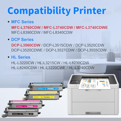 Thumbnail 1 de myCartridge TN248XL 4-Pack TN-248CMYK compatible con Brother (TN248VAL) para MFC-L3760CDW, DCP-L3560CDW y HL-L3220CW