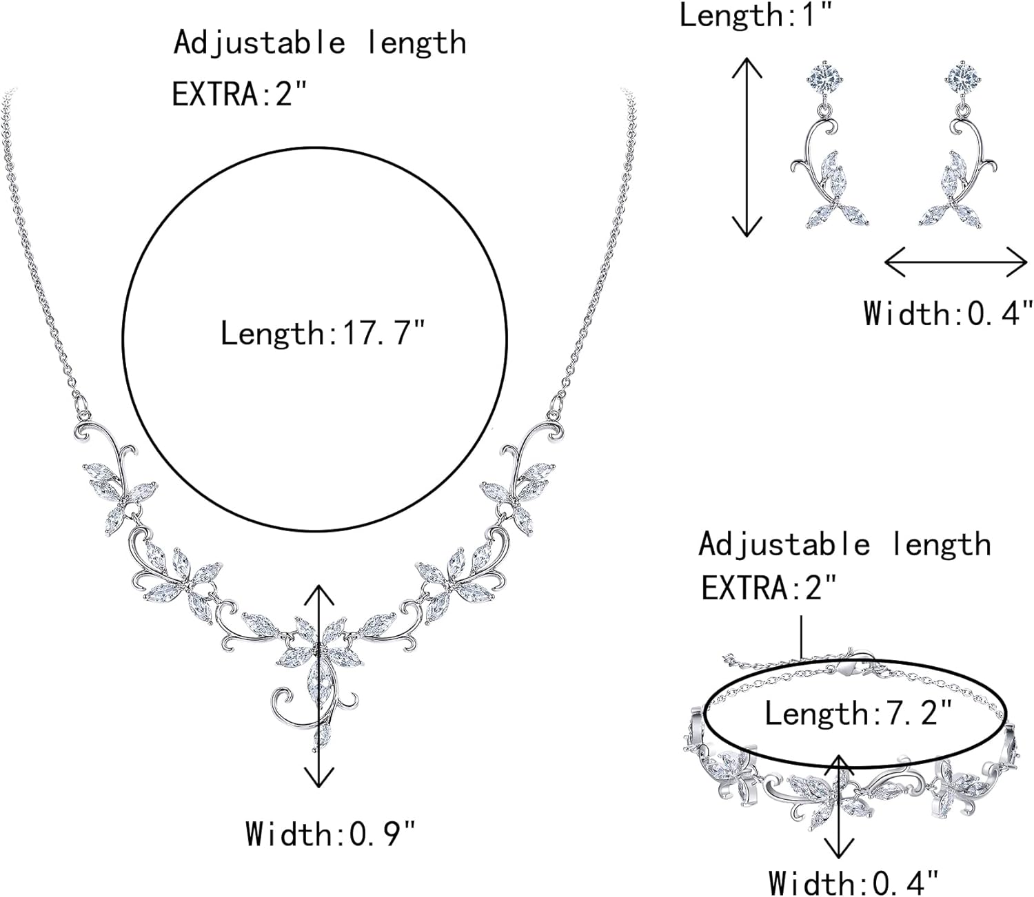 Thumbnail 4 de Parure bijoux femme mariage Clearine (3 pièces) : collier, boucles d’oreilles et bracelet en zircone cubique