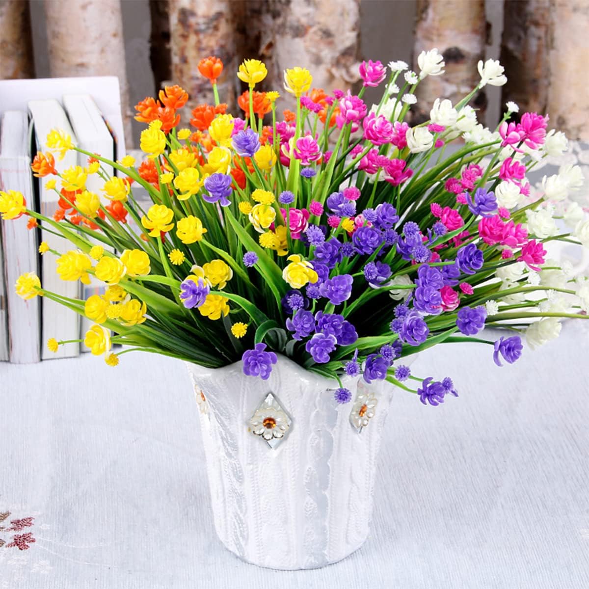 Thumbnail 2 de HBell 10Pcs Artificial Flowers Outdoor Decorations – UV-Resistant Greenery for Indoor & Outdoor Use