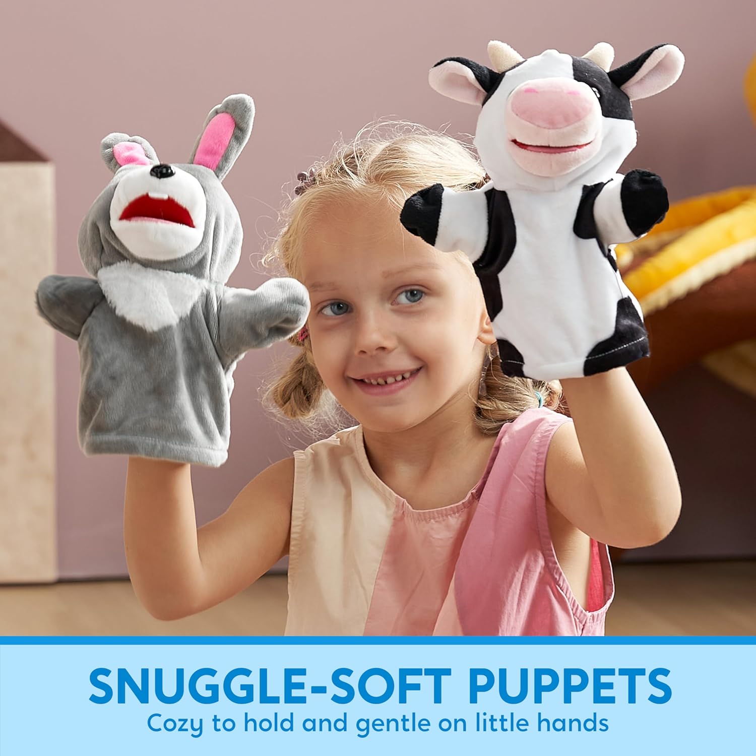 Thumbnail 1 de JOYIN 6-Piece Farm Animal Hand Puppet Set (6 kids’ puppets with working mouths) for imaginative play