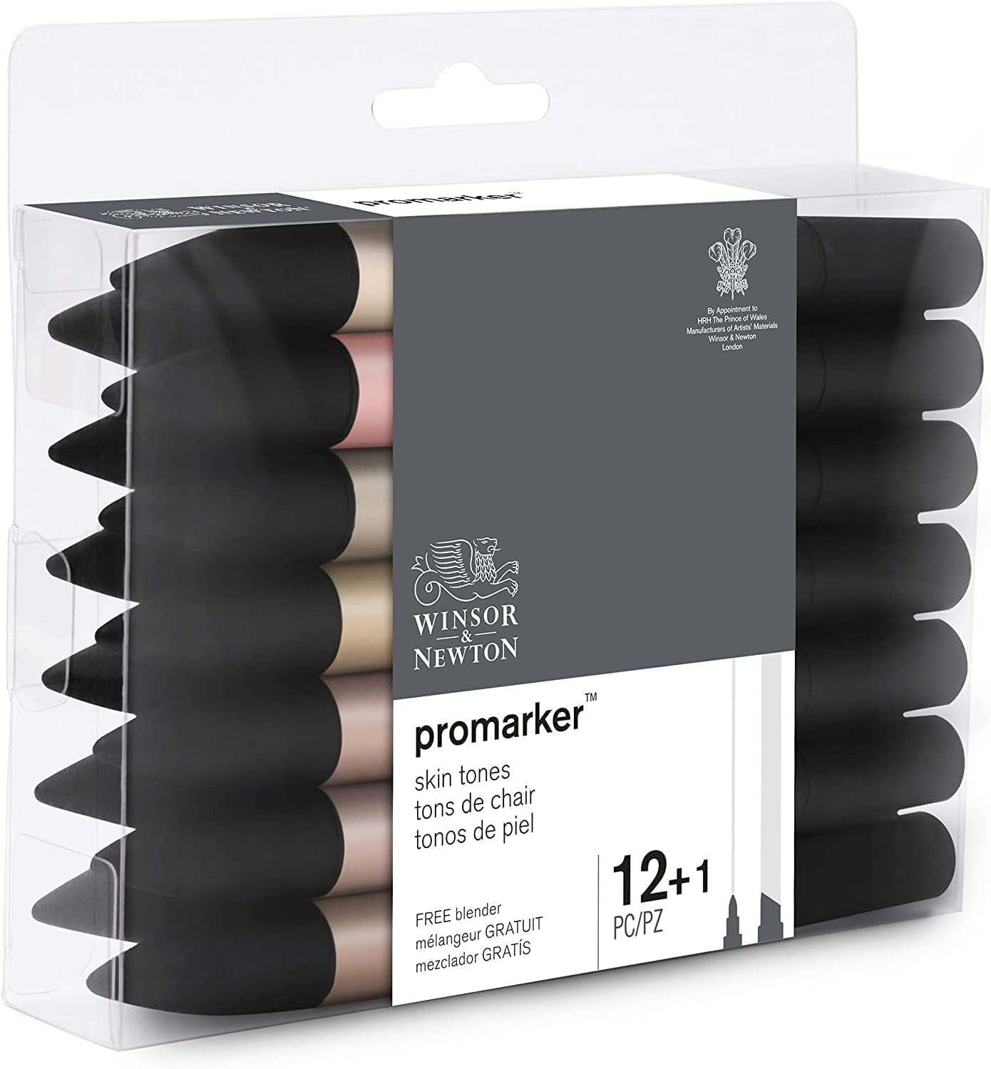 Winsor & Newton Promarker: Set 12+1 Blender – tonalità pelle, qualità professionale