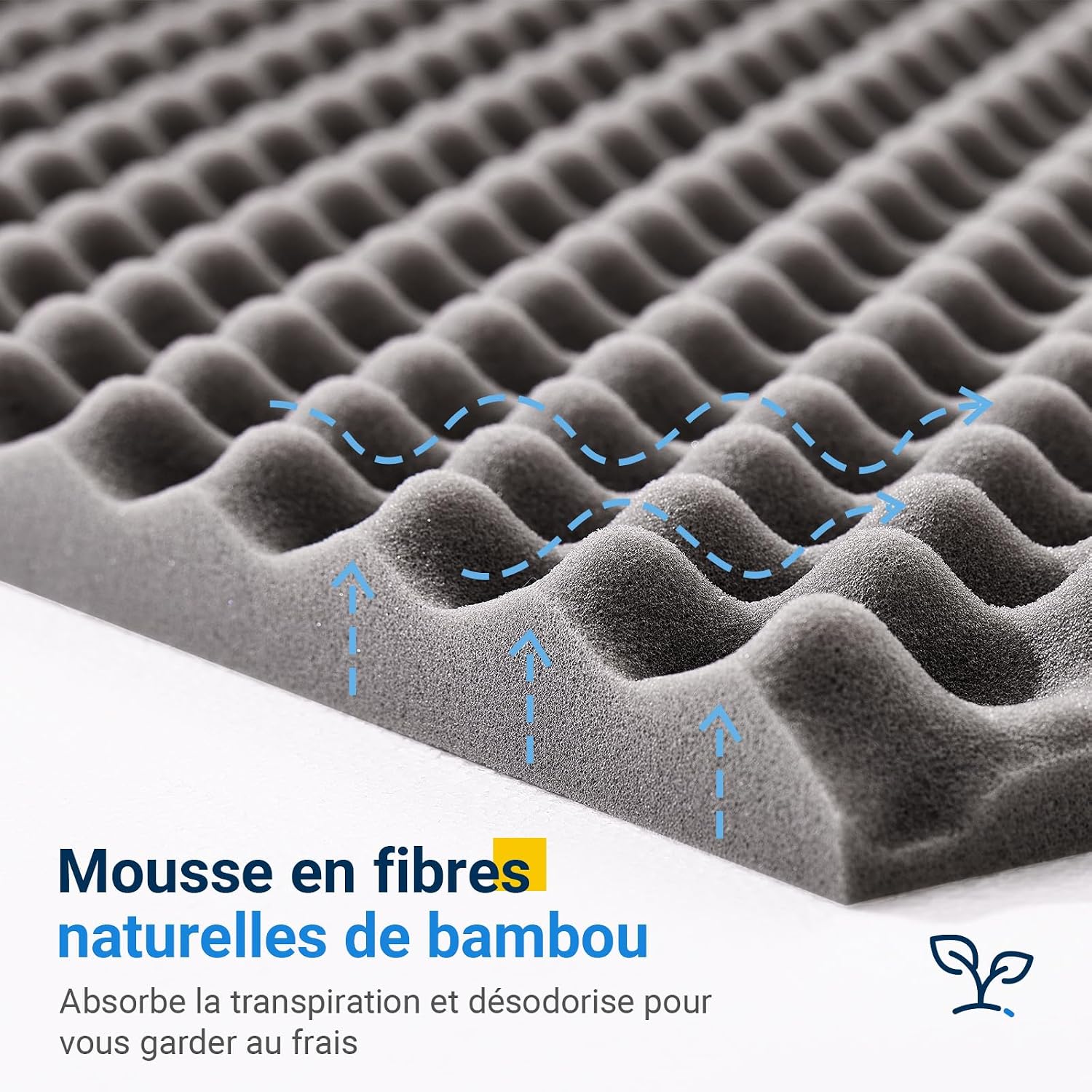 Detalle de Avenco Matelas 140x190 – Mousse mémoire de forme en gel, 18 cm, bambou, certifié CertiPUR-US et OEKO-TEX