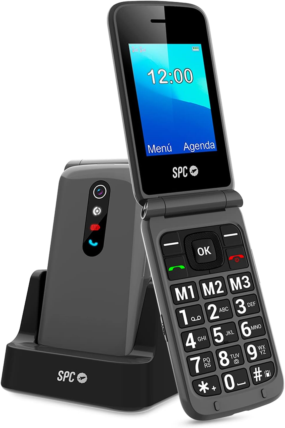Detalle de SPC Stella 2 teléfono de tapa para mayores, SOS y USB-C