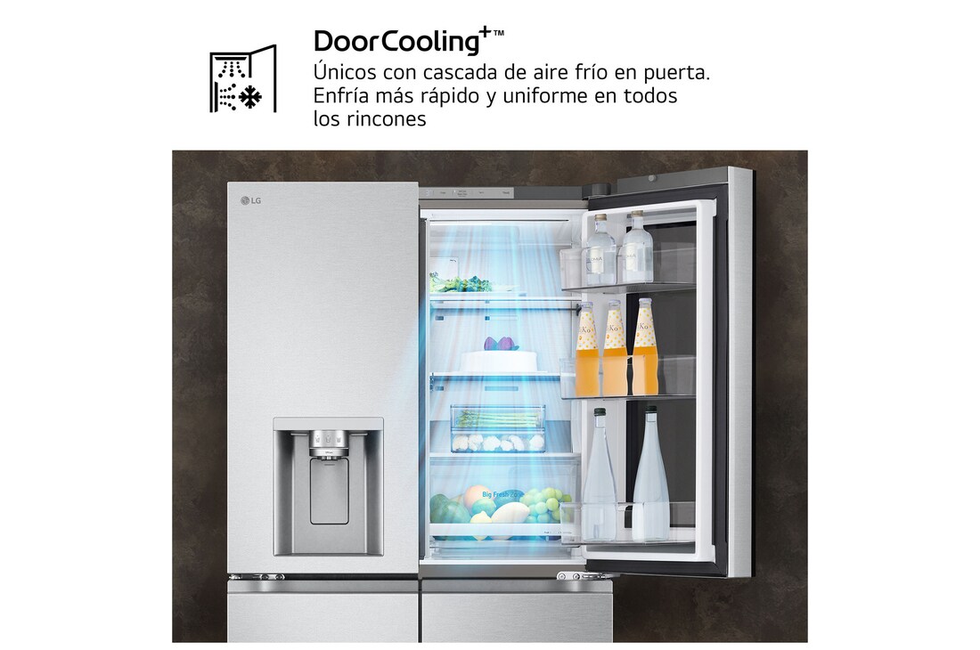 Detalle 2 de Frigorífico American Combi LG GMG960MBJE InstaView: 638 L y acero texturizado antihuellas