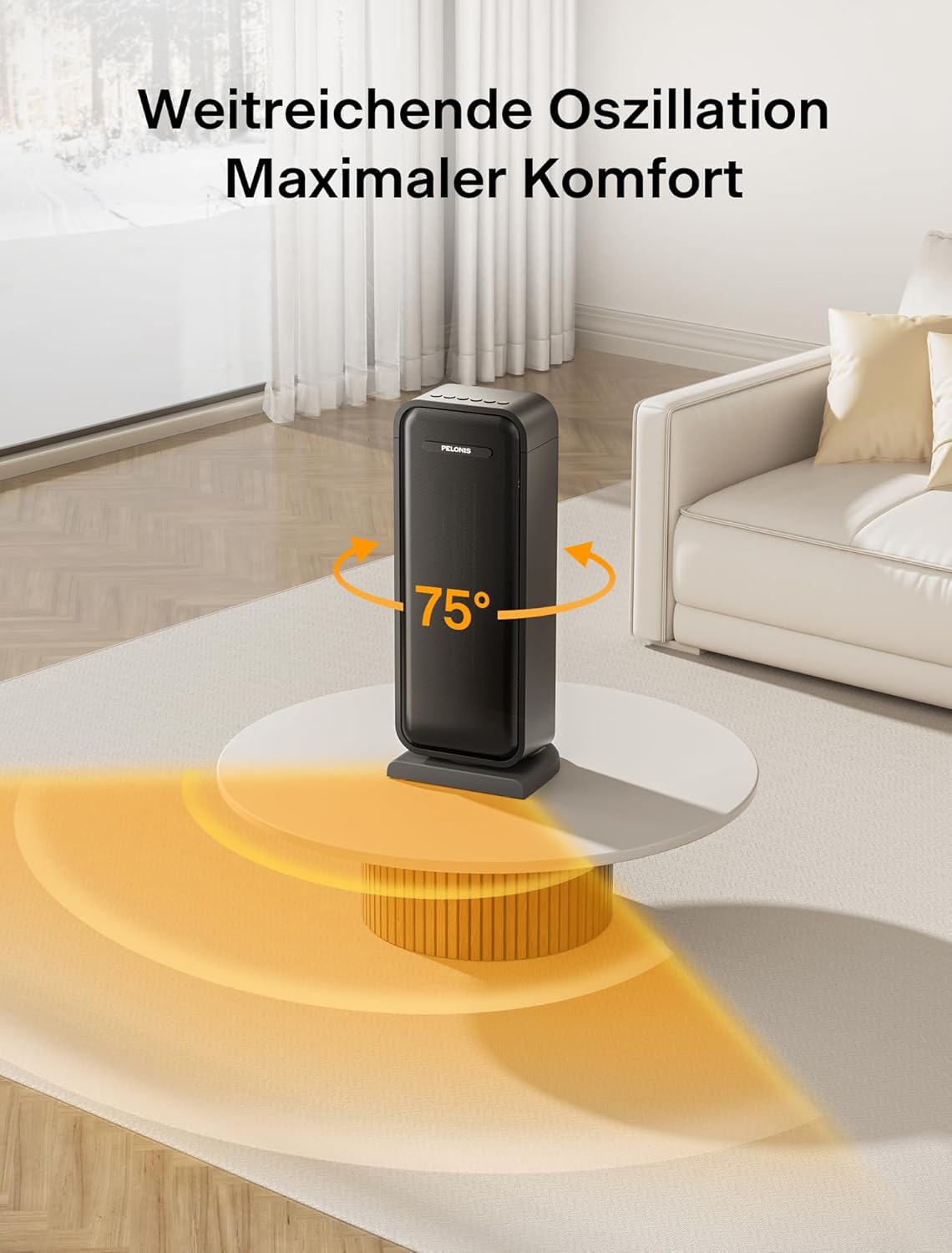 Thumbnail 3 de PELONIS Elektrische Heizung 2000 W – Turmheizung mit 2 Heizstufen, ECO-Modus und Timer