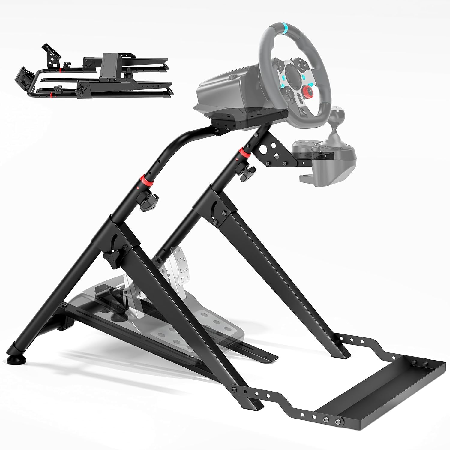 Detalle de ARES WING GRS1005BK-V6 Foldable Sim Racing Wheel Stand with Adjustable Mounts