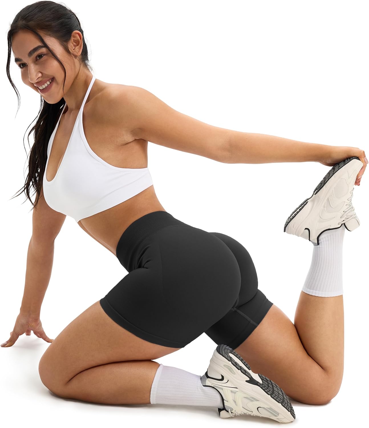 Thumbnail 4 de JOYSPELS Women's Seamless Gym Shorts – High Waist Scrunch Bum Ruched for Activewear