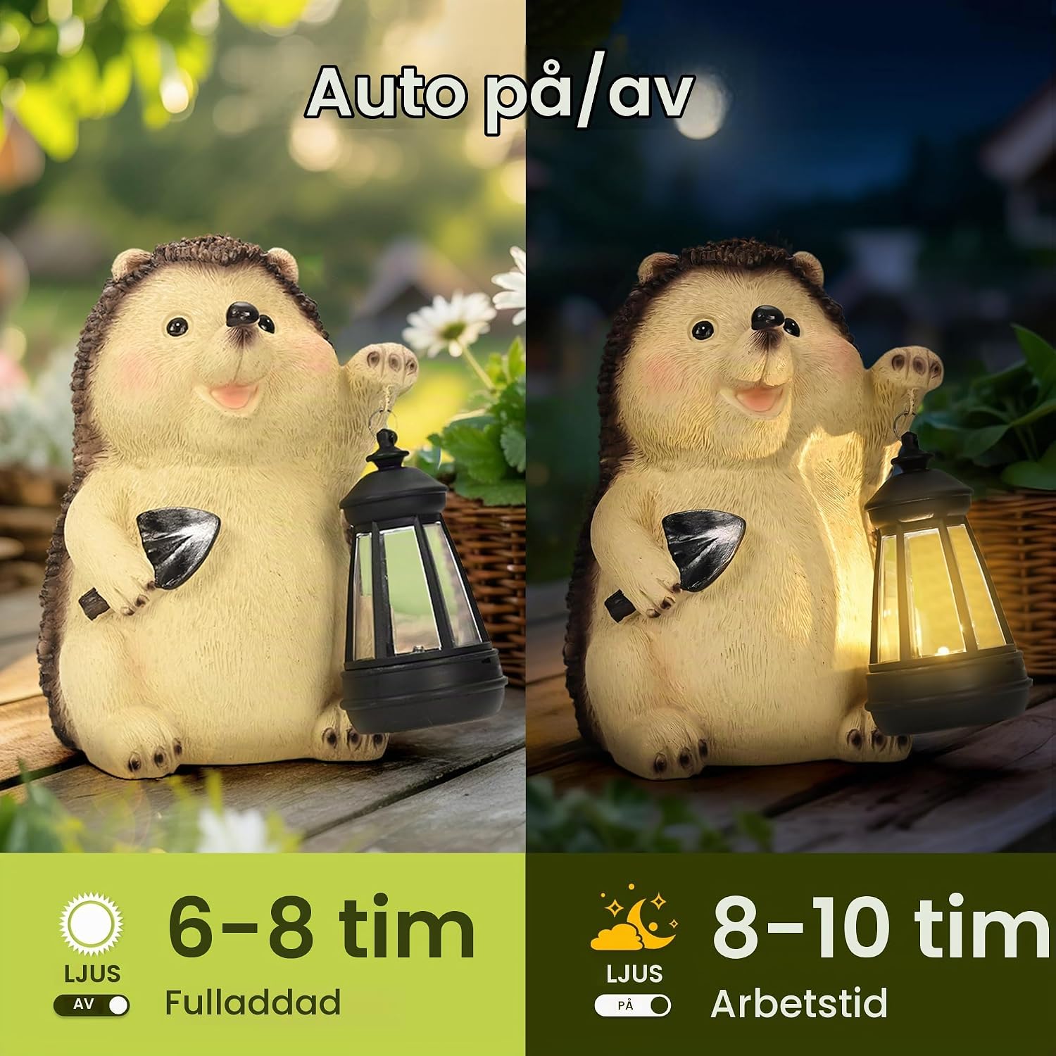 Detalle 2 de GIGALUMI EU10479 igelkottsfigur med vattentät LED-sollykta i polyresin
