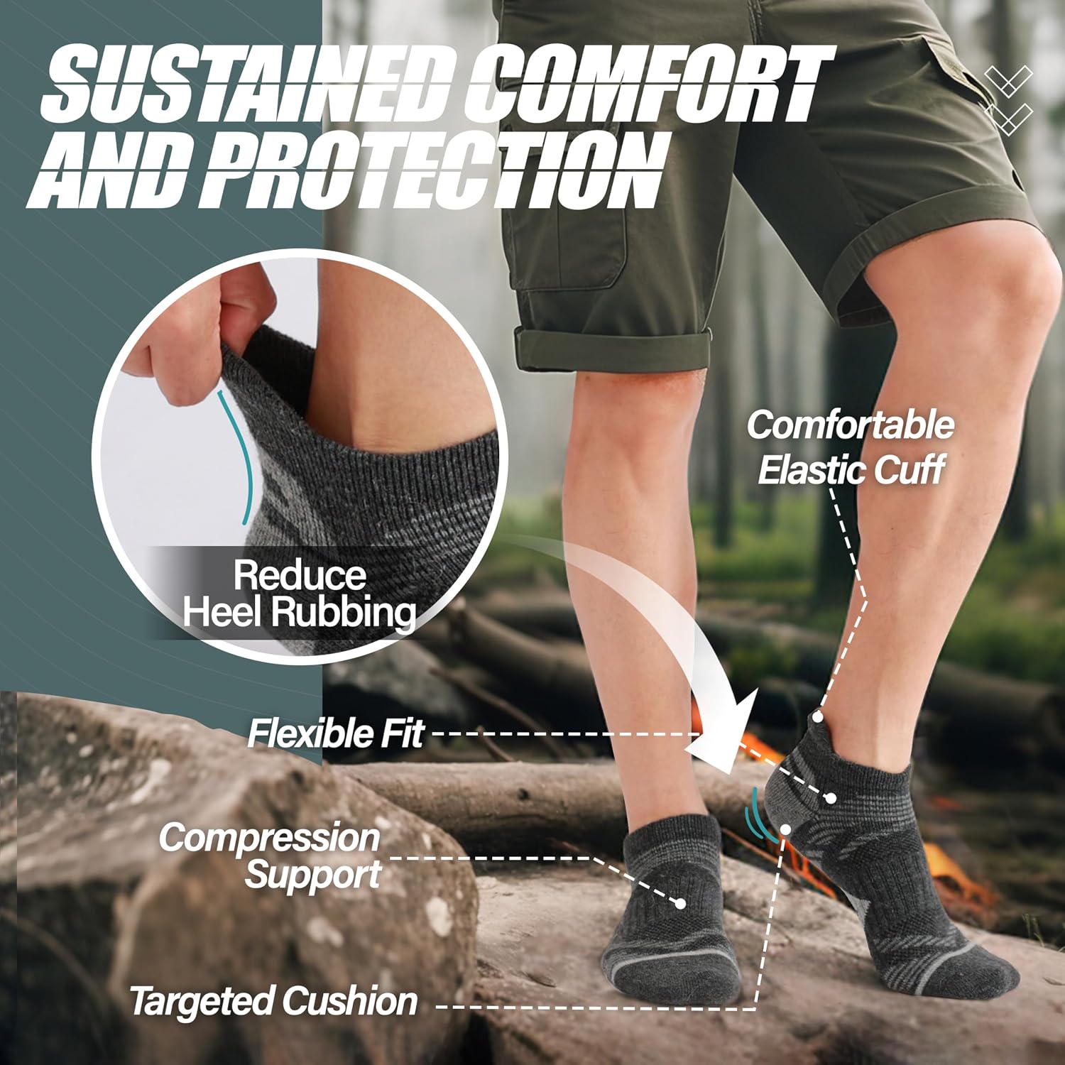 Thumbnail 2 de ANTSANG Merino No Show Socks for Hiking