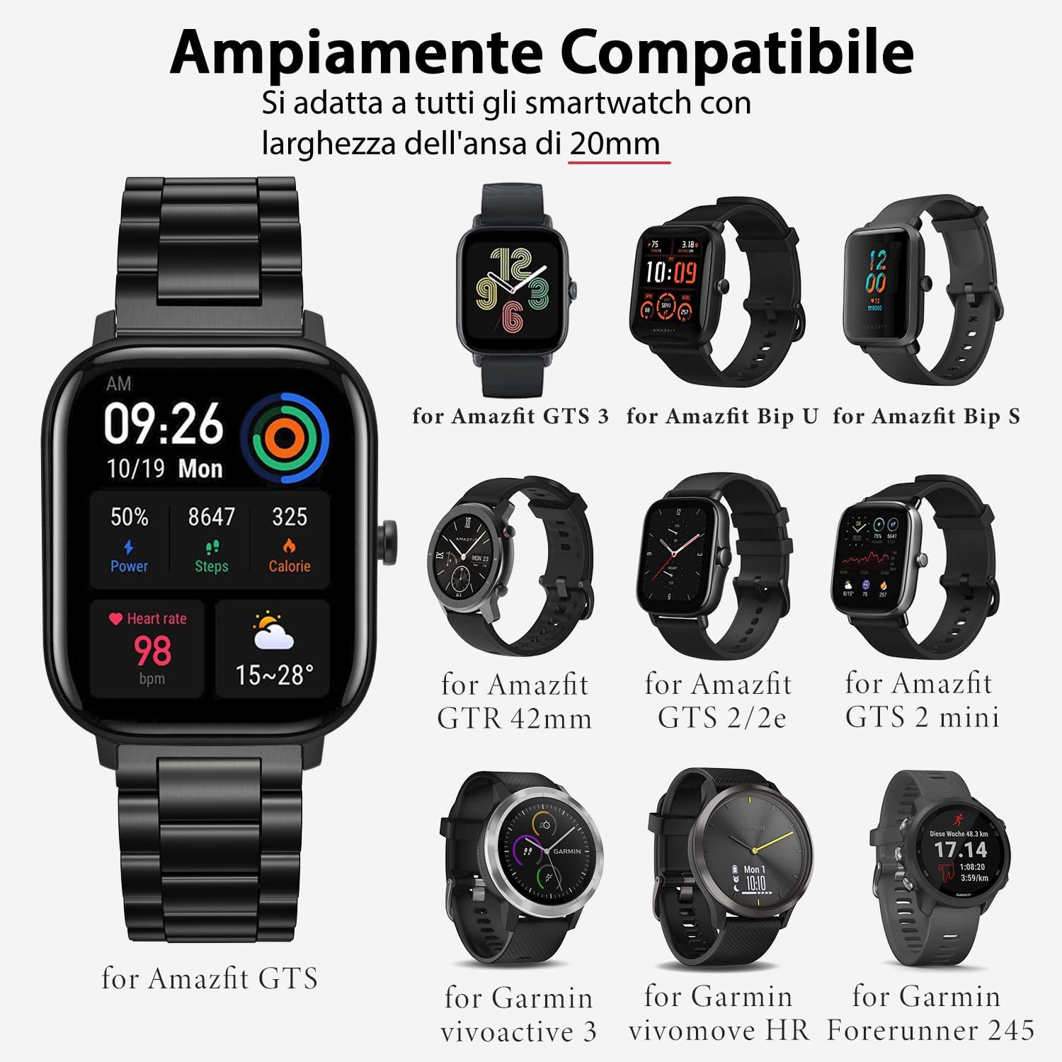 Detalle de YABZOZ cinturino acciaio per Amazfit 304