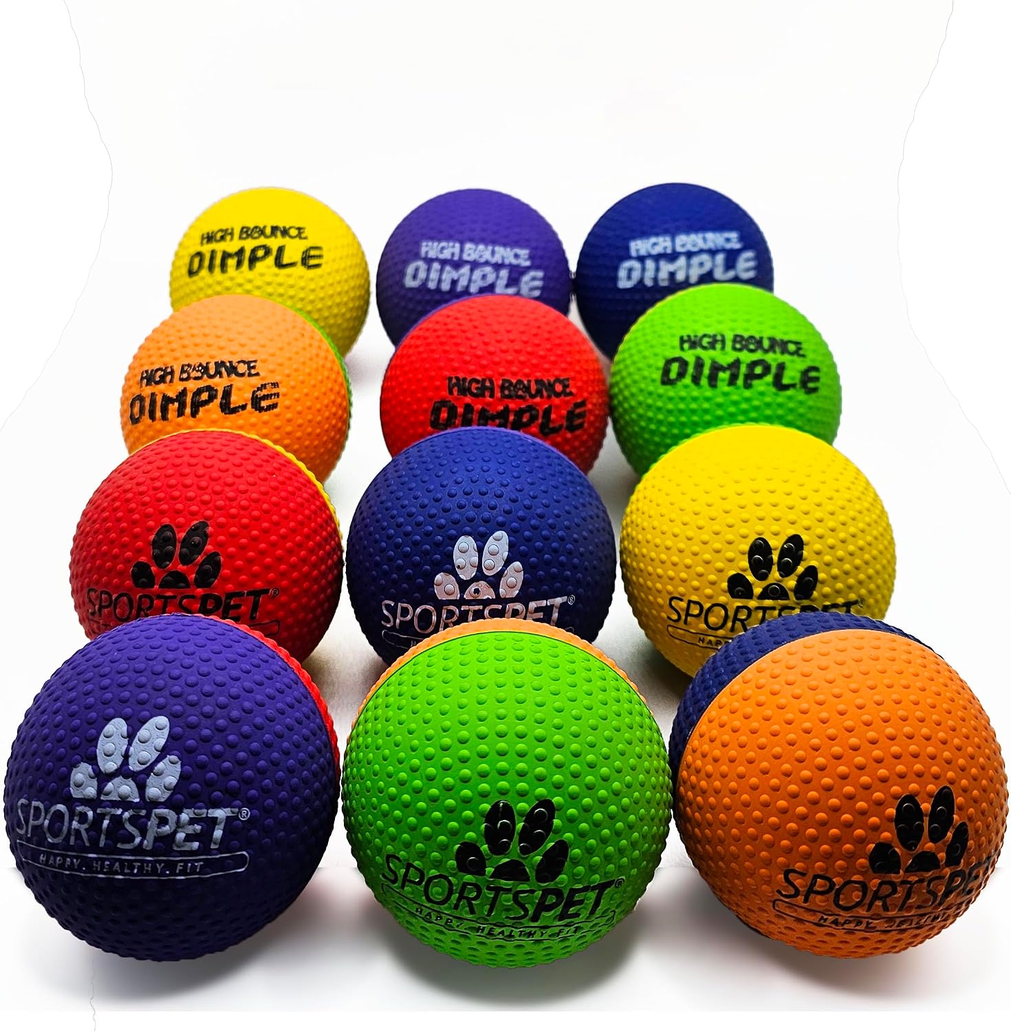 Detalle de SPORTSPET High Bounce Natural Rubber Dog Balls (12 Pack, 61mm)