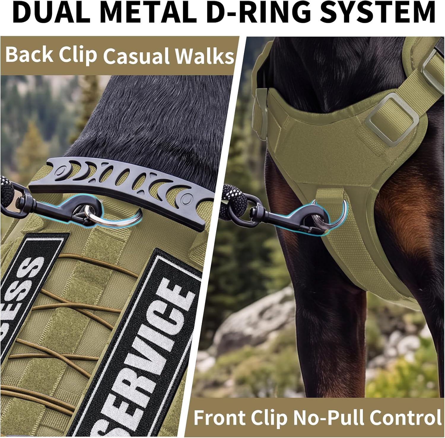 Thumbnail 1 de NARELECT NE-DC-511-L-KB Tactical Dog Harness, Khaki Nylon, 6-Buckle Design