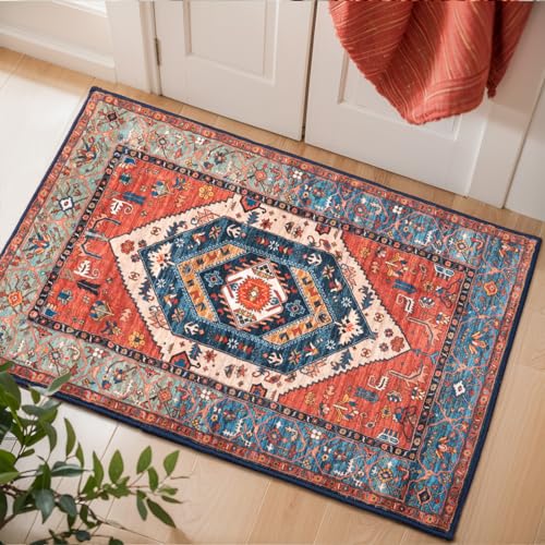 Detalle de SERISSA Boho 2x3 Rust Entryway Rug, Low-Pile 🏠