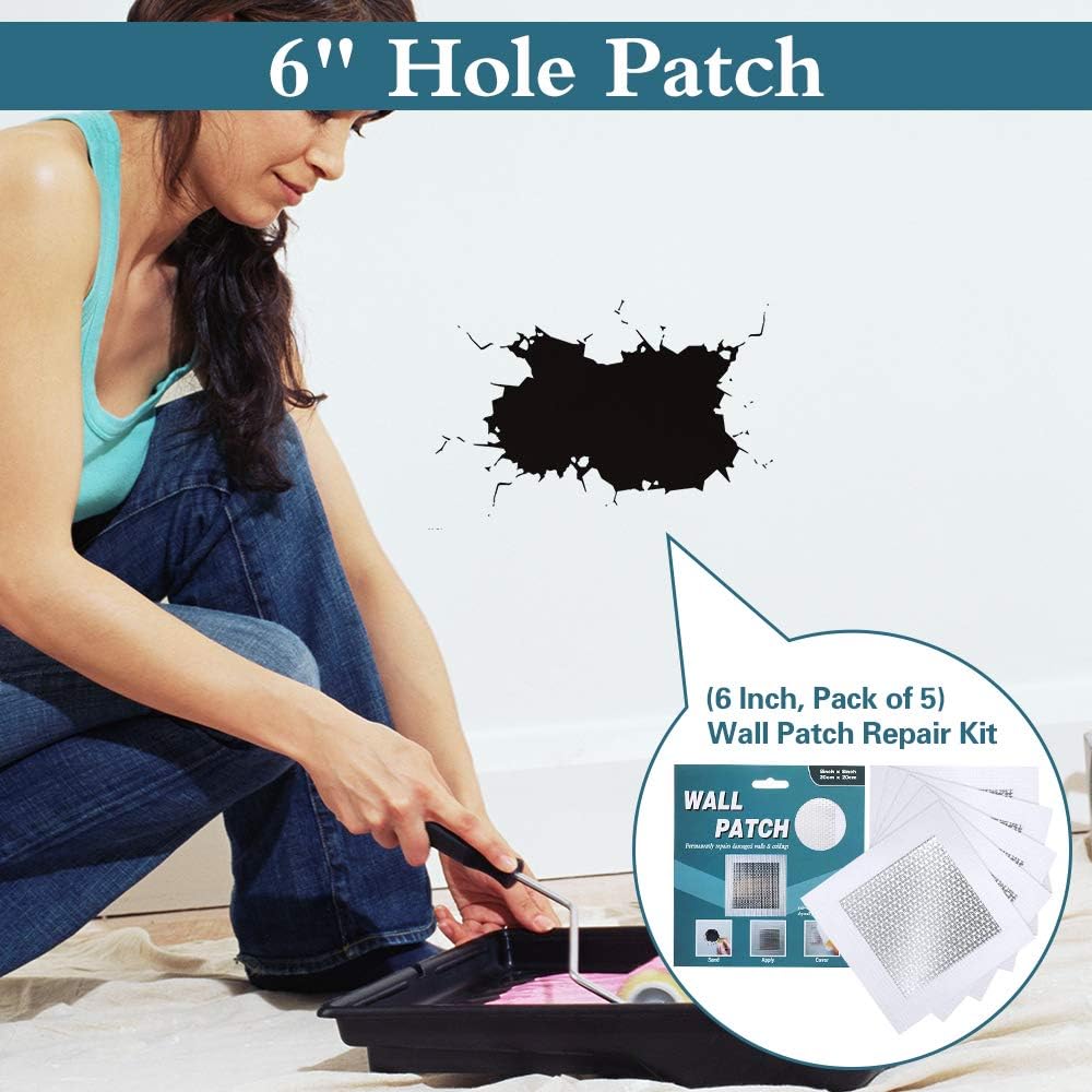 Thumbnail 1 de Safemend 6" by 6" Wall Repair Patch Kit (5 Pcs) – Self-Adhesive Aluminum Mesh Patches for Drywall & Plaster