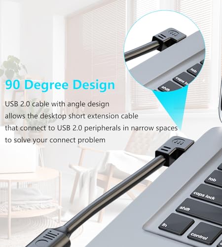 Detalle de LANMINGLEL Cable alargador USB 2.0 90° (2U) – Atope en espacios reducidos
