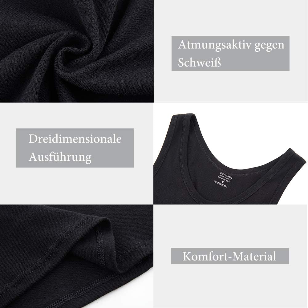 Detalle de NUOZA 3/5er Pack Herren Unterhemd Tank Top aus Baumwolle – viele Farben, S bis 5XL