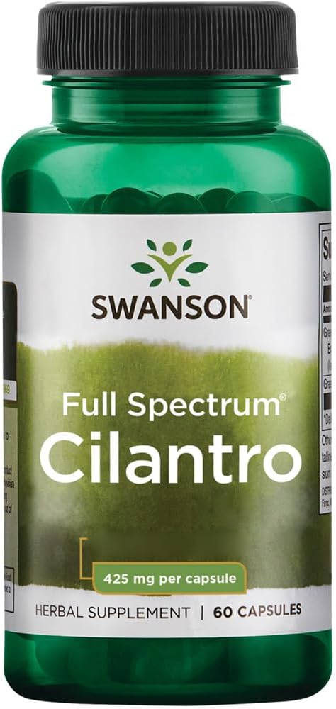 Detalle de Swanson Cilantro Full Spectrum 425mg 🌿, 60 Cápsulas, Sin Gluten