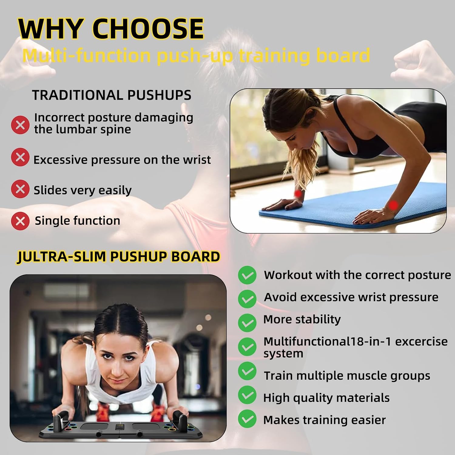Detalle 2 de Push Up Board with Automatic Count – 24 in 1 press up exercise system for home workouts
